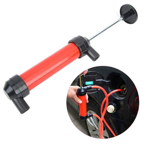 Grab-N-Go Portable Manual Fuel Change Pump For Cars And Small Equipment ABS Material Siphon Tool Quick Liquid Transfer For Gas Oil And Water Lightweight Durable Easy Hands Free Use, red hand pump