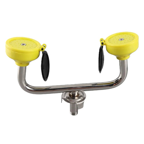 Emergency Eye Wash Station With Flexible Installation For Industry And Laboratory Use In 304 Stainless Steel, yellow bowls