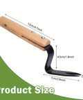 Stainless Steel Hand Weeder Tool With Wood Handle Garden Weed Puller, ergonomic design with dimensions shown.