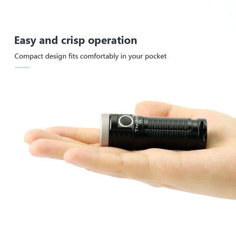 T1 Magnetic Tailcap EDC Flashlight USB Rechargeable Stepless Dimming shown in hand for size scale
