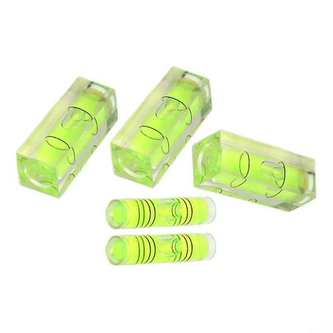 Acrylic Bubble Level Set With 3 Square And 2 Cylindrical Levels, Pro Grade Horizontal Calibrating Tool For Accurate Layout, Calibration, And Plumb, Green 40 x 15 x 15 mm Kit