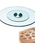 Heavy Duty Tempered Glass Lazy Susan Round Rotating Turntable Kitchen Serving Tray with smooth spin and scratch resistant finish.