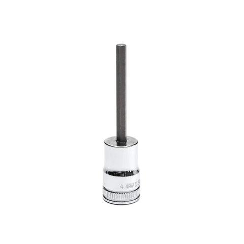 Single socket from Seven Piece Three Eighths Inch Drive Mid Length Hex Bit Socket Set Metric With S2 Steel Insert Bits And Heat Treated Socket Bases