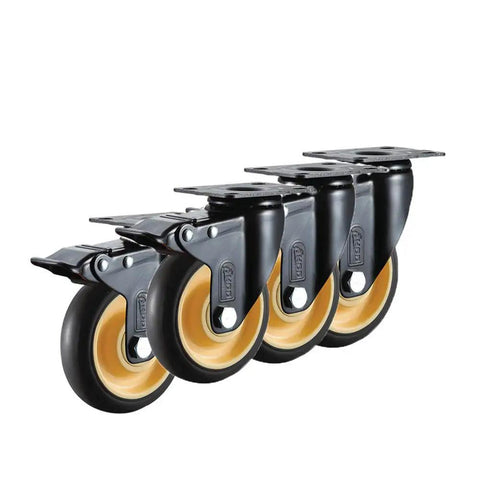 4 Inch Rubber Swivel Casters With Brake Lock Heavy Duty Plate Mount Wheels For Medical Equipment Workbench Heavy Hitter Build Rubber Caster Set Pack Of 4 Zero Effort Smooth Rolling