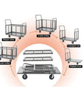 6 In 1 Platform Cart With Removable Cage Heavy Duty Folding Flatbed Lift Cart For Warehouse Grocery And Storage 1800 Lb Capacity With 6 Inch Swivel Wheels Built From Durable Steel For Easy Maneuvering And Versatile On The Job., shown as 4-side trolley and flatbed