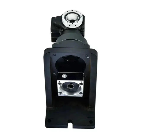 Heavy Duty Hollow Rotary Actuator Featuring A Five Axis Electric Indexing Rotary Table For Cnc Workshops built solid in cast iron, view from the front.