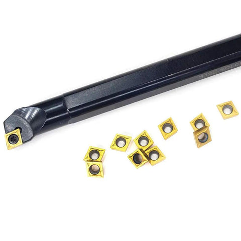 Three Quarters Inch By Ten Inch Solid Carbide Indexable Boring Bar With Ten Carbide Inserts For Right Hand Turning Heavy Duty Tool