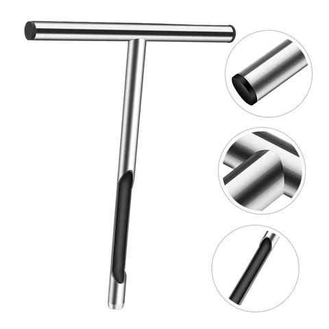 304 Stainless Steel Soil Sampler Tool with T Handle for lawn and garden testing, core sampling probe, easy grip insertion details