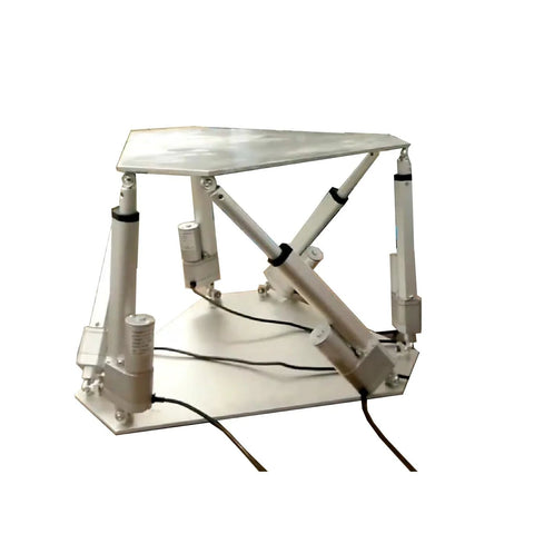 DOCYKE digital linear servo actuator lift with white metal frame and top plate, 150mm stroke front view