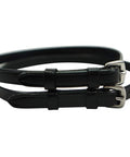 Premium English Leather Spur Straps for Western Riding, solid black bridle leather, three eighth inch wide, includes one pair