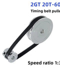 Heavy Duty 60 Tooth 3:1 Ratio Timing Belt Pulley Kit With Tensioner Wheel, Precision Aluminum Synchronous Gears For CNC Makers And Smooth Gear Drive Up To 12mm Bore, 2GT 20T-60T kit