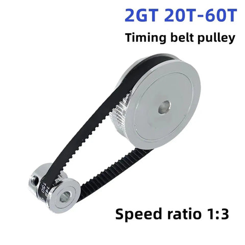 Heavy Duty 60 Tooth 3:1 Ratio Timing Belt Pulley Kit With Tensioner Wheel, Precision Aluminum Synchronous Gears For CNC Makers And Smooth Gear Drive Up To 12mm Bore, 2GT 20T-60T kit