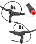 Metal E Bike Brake Lever For Nutt Brake Handles, Durable Bar Mount for electric scooters and folding bicycles, shown with connectors