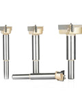 Pro Grade Self Centering Forstner Drill Bit Built For Dead Straight Accuracy With Tungsten Carbide Tip For Crisp Woodworking Cuts Rock Solid Heavy Duty 23 Millimeter Cutter For Hardwood, set of four drill bits.