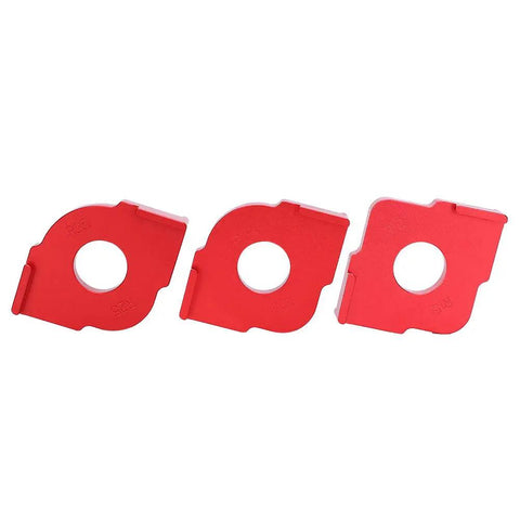 Heavy Duty Aluminum Router Template Jig And Precision Radius Corner Locator With Half Fillet Measuring Set Spanning R10 Through R35 Sizes For Dead On Sharp Edge Rounding Daily, red measuring set components.