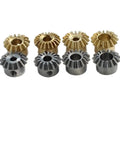Two Pack 0.8M 15T Bevel Pinion Gear Set 1 To 1 Ratio, 12.7mm Outer Diameter, 8mm Total Length, Brass Bevel Gear, M3 Screw, Steel Shaft