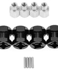 4 Pack 12mm Aluminum Wheel Hex Hubs With 15mm Offset Extension, Beefy Hex Drive Adapter Coupler For 1/10 RC Crawlers, Axial SCX10