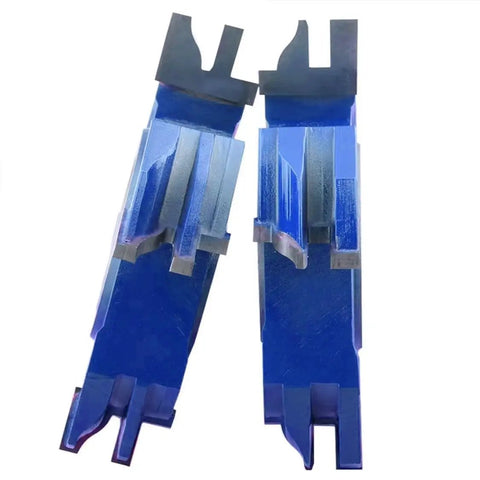 Heavy Duty 2 Piece Stile And Rail Shaper Cutter Set With 50MM Shank And Premium Carbide Blades, showing precise cutting edges.
