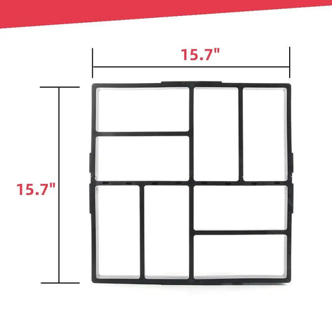 Reusable Concrete Molds For Walkways And Patios 15.7 By 15.7 By 1.57 Inch Path Maker with 8 grid layout shown in black.