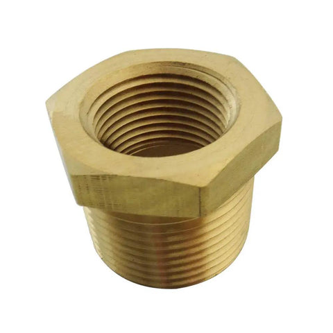 Brass Pipe Fitting Hex Bushing Set NPT Male To Female Adapters Kit detail showing threaded NPT male end