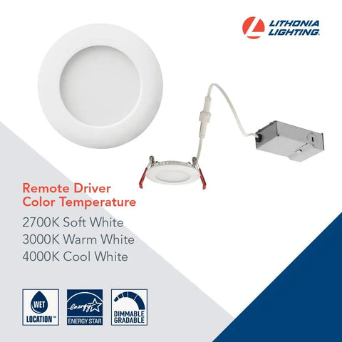 Ultra Thin 3 Inch LED Recessed Wafer Light 3000K Dimmable White Ceiling Fixture with remote driver and color temperature options