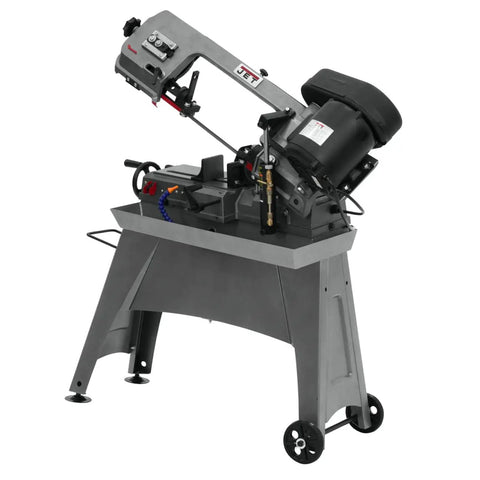 5 Inch By 8 Inch Metal Cutting Horizontal Band Saw With Variable Speed Motor Half Horsepower 115 Or 230 Volt Single Phase Hydraulic Downfeed For Ferrous And Nonferrous Metals In Garage Or Shop