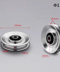 110mm CNC Machined Aluminum Cable Pulley Wheel With 6202RS Bearings For Home Gym Quiet Smooth Operation Built To Last AL6061 Aircraft Grade Aluminum Fitness Roller Silver 1 Pack, side view