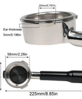 Bottomless 58mm Portafilter for Calphalon Temp IQ and Barsetto Espresso Machines, 3 Ears Design, Stainless Steel