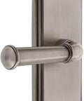 Carre Plate Passage Door Lever Set in Antique Pewter with Georgetown Lever, solid forged brass, side view