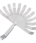 Stainless Steel Pro Grade Removable Feeler Gauge Set Dual Marked Metric And Imperial Gap Measuring Tool with blades displayed