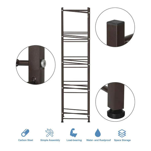 Five Tier Water Jug Rack for Five Gallon Jugs Heavy Duty Steel Bottle Organizer Shelf No Fuss Easy Assembly Copper Bronze Finish