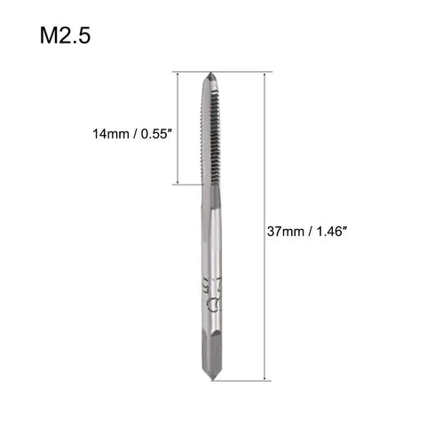 5 Pairs Metric Hand Threading Tap Set M2.5 X 0.45 Pitch Taper And Plug Milling Taps, Straight Flutes, High Speed Steel, Perfect For Rethreading Busted Threads In Mild Steel Aluminum Iron Copper