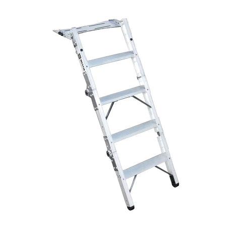 Truck Pal Tailgate Ladder For Pickup Trucks Lightweight Aluminum Access Step Supports Up To 300 Lb Duty Rating Fits Open Tailgates Up To 38 Inches Safe Quick Bed Access And Self Storage Convenience, aluminum ladder folded