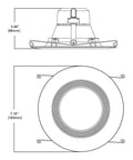 Diagram of Upgrade Recessed Lighting With A Six Pack Of Indoor Outdoor LED Retrofit Trim Can Lights in side and top view.