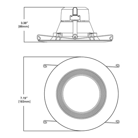 Diagram of Upgrade Recessed Lighting With A Six Pack Of Indoor Outdoor LED Retrofit Trim Can Lights in side and top view.