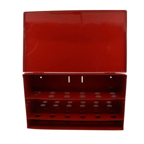 Pro Grade Fire Sprinkler Spare Head Cabinet Meets Nfpa Fire Code Red Safety Storage Box open view with storage slots.