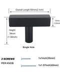 50 Pack Black Cabinet Pulls 3 Inch Center to Center T Pull Drawer Handles With Easy Install 5 Inch Overall Length Hollow Yet Solid