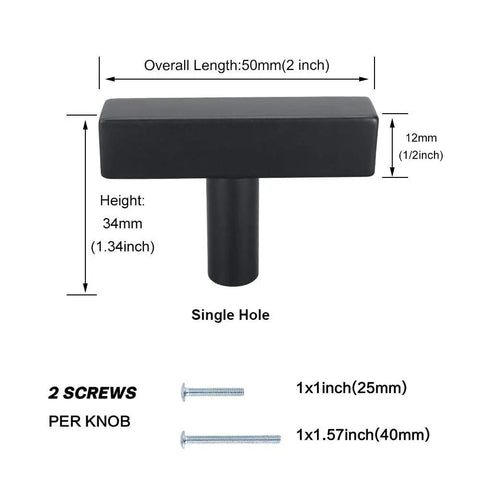 50 Pack Black Cabinet Pulls 3 Inch Center to Center T Pull Drawer Handles With Easy Install 5 Inch Overall Length Hollow Yet Solid
