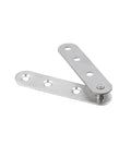 Bulletproof Four Pack Concealed Cabinet Hinges Yield Slick Pivot Door Swing Heavy Duty Stainless Steel Resists Rust Thoroughly Comes With Complete Screw Kit For Dead Straight Diy Fixes, showing a hinge in sleek stainless steel.