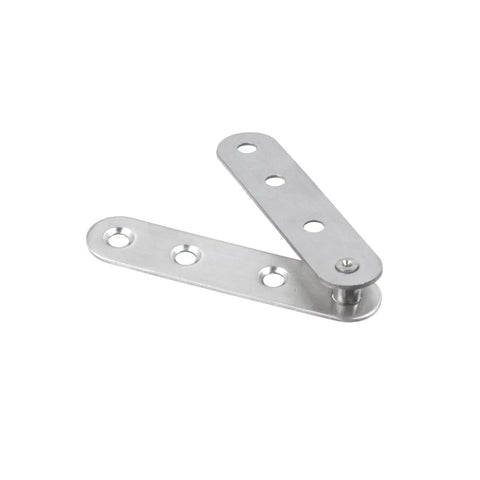 Bulletproof Four Pack Concealed Cabinet Hinges Yield Slick Pivot Door Swing Heavy Duty Stainless Steel Resists Rust Thoroughly Comes With Complete Screw Kit For Dead Straight Diy Fixes, showing a hinge in sleek stainless steel.