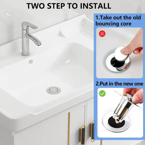 Installation guide for 2 Pack Universal Bathroom Sink Stopper For 1.1 To 1.5 Inch Drain Holes, Pop Up Strainer With Hair Catcher