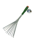 Hand Rake For Weeding And Garden Cleanups, Compact Sixteen And A Half Inch Tool With Eleven Prongs, Grooved Plastic Handle And Hanging Hole