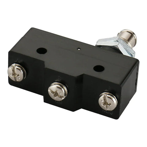 Plate Mounting Plunger Micro Switch BM-1307 Two Pack 250VAC 15A CE Certified Durable Built To Last Industrial Switch With Long Mechanical Life And Electrical Life Compact Size 1.97 X 0.70 X 1.00 In., black plate-mounted plunger switch with three terminals