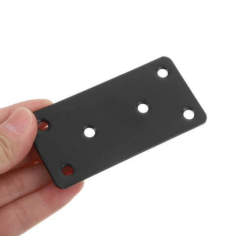 Heavy Duty Stainless Steel Flat Mending Plates With Screws 10 Pack Straight Brace Repair Brackets, black finish, in hand