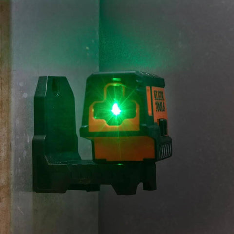 Compact Self Leveling Laser Level With Plumb Spot, Bright Green Cross Lines, 75 Foot Range on magnetic mount, wall installation
