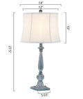 Farmhouse Table Lamps Set of 2, 27.5 Inches, Antique Blue Rustic End Table Lamps With White Bell Shade, 3-Way Dimmable