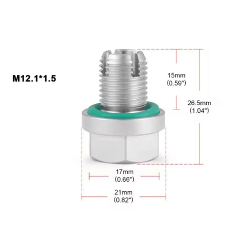 Heavy Duty Oversize Piggyback Oil Drain Plug Stainless Steel Self Tapping Pan Thread Repair Kit M12.1x1.5, dimensions shown