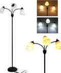 Three Light Black Reading Floor Lamp With Adjustable Heads, 66 Inch Tall Standing Tree Lamp for Bedroom, Study, or Office Space