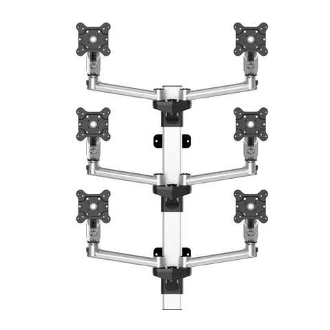 Hella Adjustable Spring Arm Six Monitor Wall Mount For Flat Panel Displays, heavy duty design with six mounts for 32in screens.