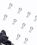 Ten Pcs M4 Titanium Disc Brake Pad Retaining Clips For MTB And XC Bikes with spring clip and lock ring.